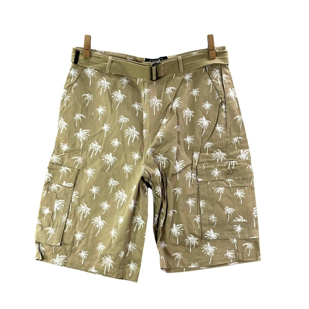 Brooklyn Xpress Cargo Shorts Mens 40 Olive Palm Tree Preppy Summer Streetwear
